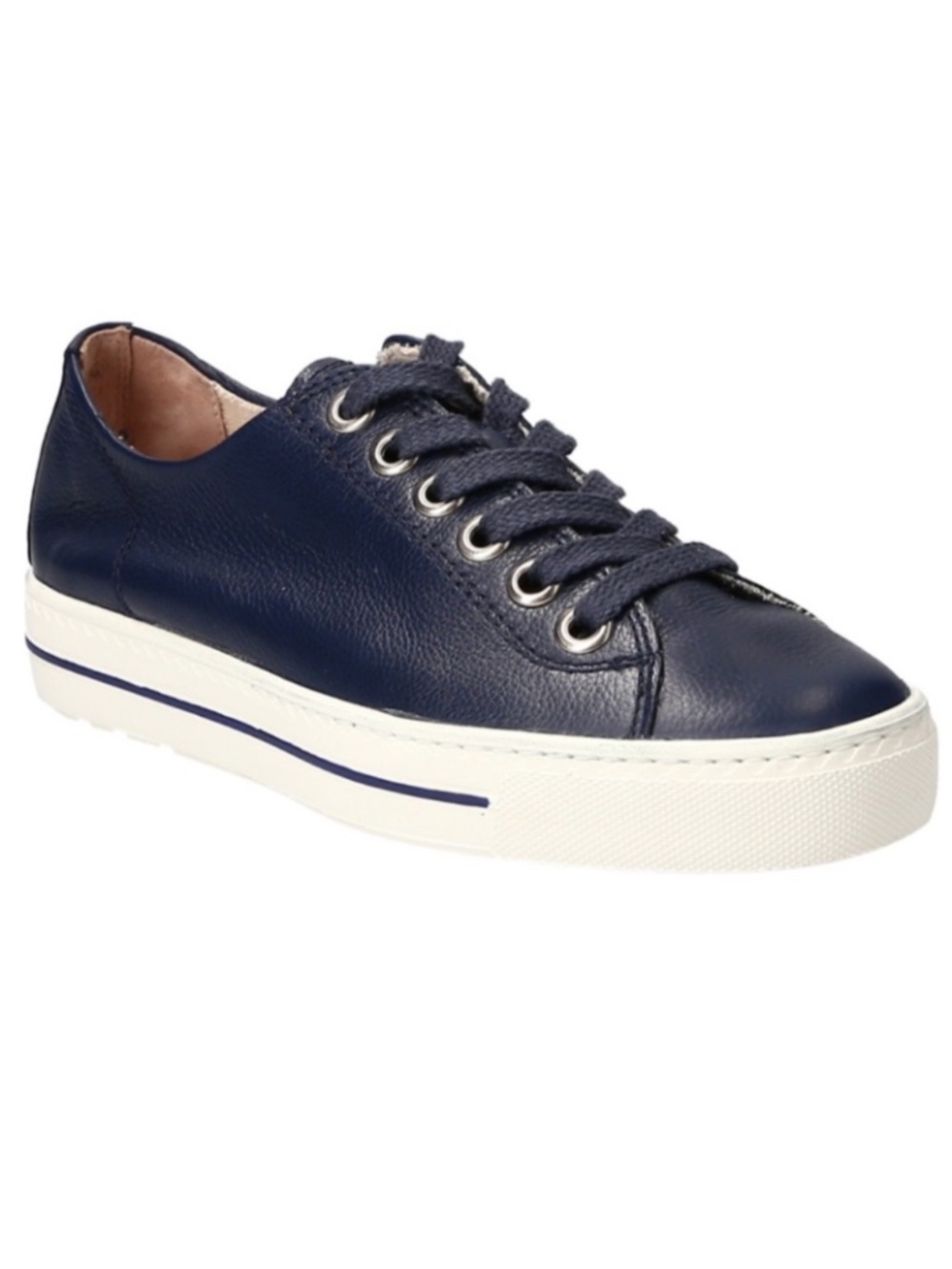 Low top leather sneakers.Dark blue leather.  Women’s US sizes.Never worn, in Box